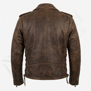 Chaqueta de cuero para hombre NAI-0504A, estilo clásico de motociclista, ropa exterior protectora para montar en moto, color personalizable. - Product Image 2