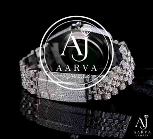 Reloj Mecánico Iced Out con Moissanita, Acero Inoxidable, Números Romanos, Analógico, 41 mm, Redondo, Lujo, Hip Hop, Fecha, Cristal, Correa de 20 mm - Product Image 2
