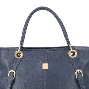 Salva Leather Genuine Leather Softback Handbag Detachable Arcuate Shoulder Strap Leopard Pattern Minimalist Design Navy Blue 21L - Product Image 6