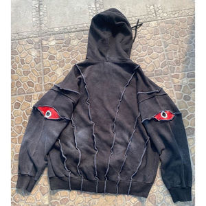 Sudadera con Capucha Extra Grande para Hombre, Lavada con Ácido |   Parche para Ojos con Logotipo Bordado |   OEM de Alta Calidad al por Mayor - Product Image 6