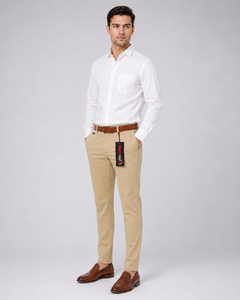 Pantalones Chino Caqui para Hombre Fly Humble SPORTSWEAR, Corte Recto, Cintura Media, Forro Polar Transpirable, Algodón, Estilo Casual Elegante, Bolsillos, Color Marrón - Product Image 1