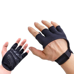Gants de sport unisexe à demi-doigts violets avec support de poignet, respirants, en nylon/polyester/rayonne, robustes, antidérapants, pour la musculation, avec fermeture auto-agrippante - Product Image 2