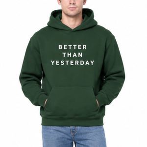 Sweat-shirt à capuche pour homme Better Than Yesterday, vert, en coton, décontracté, avec poche, coupe classique - Streetwear haut de gamme - Product Image 1