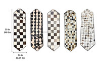 Chemin de table en cuir de vachette patchwork à carreaux, design tendance, avec cuir véritable, décoration style ferme pour tables à manger et consoles