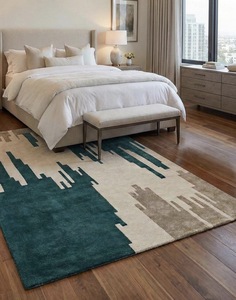 พรมขนสัตว์แบบทัฟท์มือคุณภาพพรีเมียม ลายแบบนามธรรม สีเบจโทนกลาง สำหรับตกแต่งบ้านสไตล์โมเดิร์น ด้านหลังเป็นยางลาเท็กซ์นุ่ม เหมาะสำหรับห้องนั่งเล่น บาร์ หรือห้องสวดมนต์ - Product Image 3