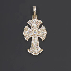 RB Gems - Collar con Colgante de Cruz de Diamante Moissanita Cultivado en Laboratorio, Certificado por IGI, Chapado en Plata, Corte Brillante Redondo, Lujoso, Unisex - Product Image 2