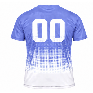 Periwinkle Blue and <b>White</b> Gradient Sublimation <b>T</b> <b>Shirt</b> Men Short Sleeve Crew Neck Custom Printed Sports Training Performance A - Product Image 2