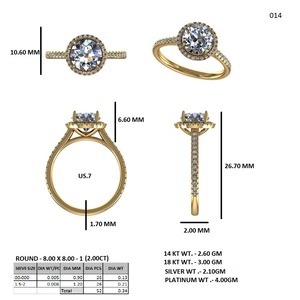แหวนหมั้นเพชรแล็บโกรว์ทรงกลม 14K ทองคำแท้สำหรับผู้หญิง ประดับเพชรแบบพาเว่ พร้อมใบรับรอง IGI เหมาะสำหรับงานแต่งงาน - Product Image 4