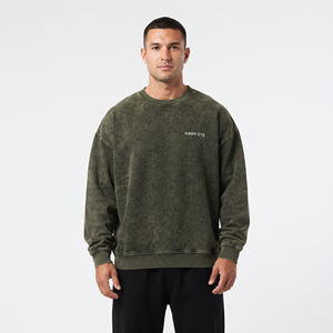 Sudadera de Algodón con Lavado Ácido para Hombre, Estilo Moderno, Hombros Caídos, Logotipo Personalizado en la Parte Delantera, Venta al Por Mayor, Suministro OEM ODM - Product Image 1