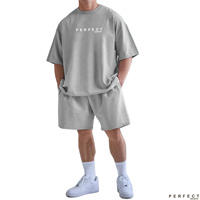 Ensemble 2 pièces d'été décontracté et respirant pour homme en jersey 100 % coton, avec t-shirt et short, 650g, personnalisable