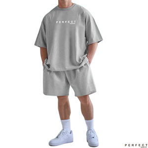 Conjunto Deportivo Informal para Hombre, Transpirable, 100% Algodón Jersey, 2 Piezas, Ropa de Verano, Camiseta y Pantalones Cortos, Trajes Deportivos Personalizados - Product Image 1