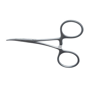 Pinze emostatiche <span class=keywords><strong>Hartman</strong></span> per mosche, curve con ganasce seghettate 90 mm, manico ad anello, in acciaio inossidabile, morsetti chirurgici emostatici - Product Image 1