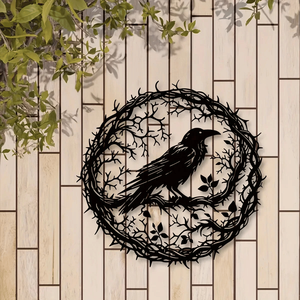 Arte da Parete Gotica in Metallo a Forma di Corvo Nero per Arredamento Casa - Silhouette di Uccello in Stile Industriale Vintage - Product Image 5