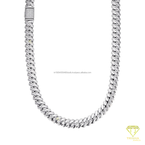 Chaîne cubaine en argent sterling 925 avec diamants Moissanite Iced Out, collier de luxe pour homme, bijoux de mode Hip Hop - Product Image 1