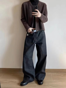 Jean en denim selvedge japonais de haute qualité 14oz, délavage moyen, 100% coton, couleur unie, séchage rapide, respirant, poids moyen, coupe slim, idéal pour l'été - Product Image 2