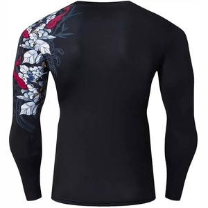 Rashguard de compression pour homme MMA BJJ en Spandex/Polyester UPF50 respirant, manches longues, effet délavé, Fortleo - Product Image 3