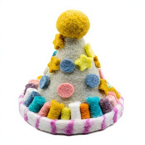 Felt Traditional Christmas Tree Ornament Colorful <b>Stars</b> Pom Poms Wall <b>Hanging</b> Indoor Decor Eco-Friendly Craft - Product Image 3