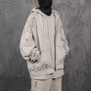 ชุดวอร์มฤดูหนาวผ้าฟลีซคุณภาพสูงแบบใหม่ ทรงโอเวอร์ไซส์ ลุคดิสเทรส เป็นมิตรต่อสิ่งแวดล้อม พร้อมเชือกผูกเอว ผลิตจากไนลอน/คอตตอน สำหรับผู้ชาย - Product Image 6