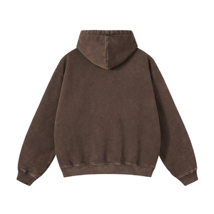 Sudadera con Capucha Extra Grande para Hombre, Estilo Vintage, Color Marrón Lavado, Felpa de Algodón Grueso de 450 g/m², Sudadera Personalizable Lisa para Streetwear - Product Image 3