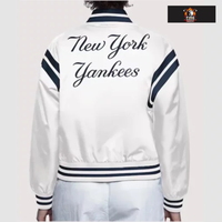 Vestes bomber pour hommes de haute qualité à manches longues, veste varsity blanche personnalisée New York