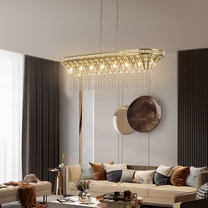 Elegante Lampadario Lineare Moderno in Cristallo da 39 Pollici, Finitura Dorata, Luce Pendente a Cascata con Perline per Lampadari e Lampade a Sospensione - Product Image 2