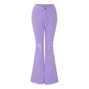 Jeans en denim personnalisés pour femmes, pantalon évasé, coupe ample, extensible, élégant - Product Image 1