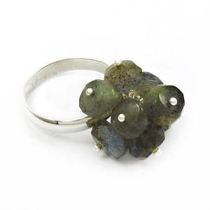 <b>925</b> Sterling <b>Silver</b> Classic Rugged Multi Labradorite Gemstone <b>Ring</b> Handmade Beaded Gemstone Engagement <b>Ring</b> At Reasonable Price - Product Image 1