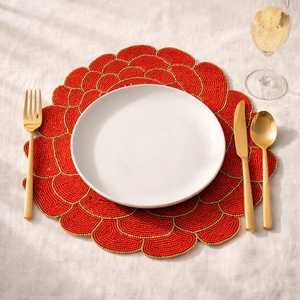 Luxury Beaded Rose <b>Placemat</b> Romantic Gift for Her Wedding <b>Table</b> Setting Decor Red Floral <b>Dining</b> <b>Table</b> - Product Image 3