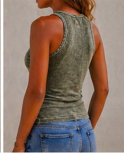 Nouveau débardeur court sans manches pour femme, couleur unie, style décontracté streetwear, sexy, coupe ajustée, en maille côtelée, avec dentelle - Product Image 3