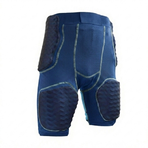 Pantalones Cortos de Compresión Acolchados para Hombre, Cintura Elástica, Azules, Ropa Deportiva Protectora, Ajuste Atlético, Tela de Malla - Product Image 1