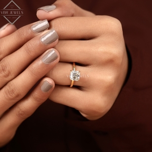 Anillo de Diamante Solitario Corte Asscher en Oro Amarillo, Corte Cuadrado Escalonado, Joyería de Compromiso, Boda, Regalo para Mujer, Proveedor de Lujo - Product Image 6