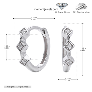 Pendientes de Aro de Plata de Ley 925 con Circonita Cúbica de Corte Princesa y Diseño de Halo Geométrico, Chapados en Oro de 18K, Modernos, para Bodas de Mujer - Product Image 6