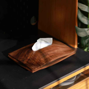 Boîte à mouchoirs en bois d'acacia foncé naturel fait main, autoportante, écologique, décorative, pour le salon - Product Image 2