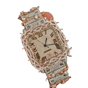 Venta caliente moda clásica VVS Moissanite reloj de diamantes completamente automático Color blanco rosa lujo cristal de zafiro helado inoxidable - Product Image 1