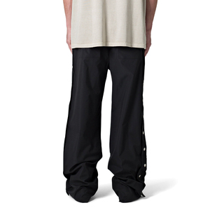 Men's Black Cotton Oxford <b>Trousers</b> <b>Elastic</b> <b>Waist</b> Button Closure Casual Style Midweight Autumn Wear - Product Image 2