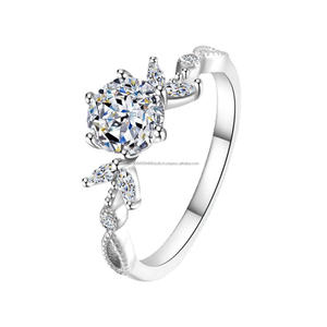 Elegant Round Cut Moissanite <b>Diamond</b> Floral <b>Ring</b> In 925 Sterling Silver Luxury Cluster Engagement Jewelry For Women - Product Image 1