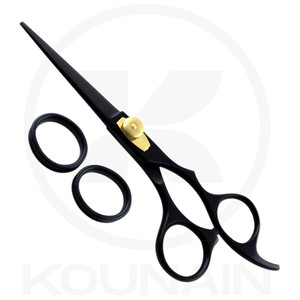 Ciseaux de barbier professionnels japonais en acier inoxydable 420, droitiers, à pointe arrondie, manche moyen, non pliables, pour cheveux - Product Image 1