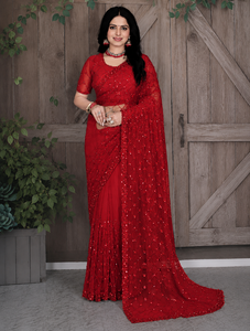 Saris de créateur indiens et pakistanais pour femmes Vexotrend – Modèles traditionnels Patola pour mariages, fêtes et Diwali – Élégants en tissu et résille, livraison rapide - Product Image 5