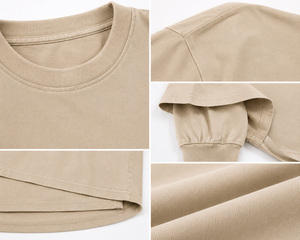 Camiseta de Hombre de Doble Capa, Tejida, Manga Larga, Oversize, 100% Algodón, Anti-Pilling, 220g, Estilo Urbano, Diseño Liso - Product Image 5