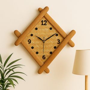 Reloj de Pared Analógico de Bambú Natural Hecho a Mano |   Decoración Ecológica para Sala de Estar |   Movimiento Mecánico Silencioso |   Diseño Bohemio |   Fácil - Product Image 3