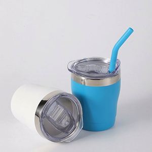 Tasse à lait portable de 260 ml en acier inoxydable 304 à double paroi isolée, tasse de petit-déjeuner incassable pour enfants avec paille - Product Image 2