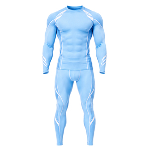 Ensemble de survêtement de compression athlétique personnalisé pour hommes, respirant, à séchage rapide, haut à manches longues et leggings pour le sport, la gym, la course à pied et la remise en forme - Product Image 6