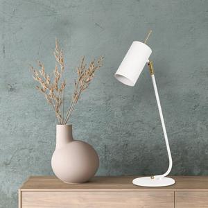 Elegante Lámpara de Mesa de Latón Dorado con Pantalla de Lino Blanco, Iluminación Estilosa para Sala de Estar - Product Image 6