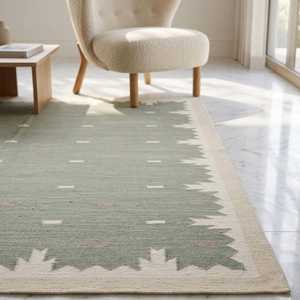 Hand Woven 100% Wool Kilim Area Rugs | Handmade Flatweave Dhurrie Rugs | Boho Abstract Washable Wool <b>Carpet</b> - Product Image 6