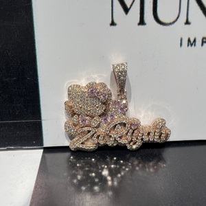 Collar Hip Hop con Colgante de Letra en Forma de Luna Chapado en Oro Rosa con Diamantes, Plata de Ley 925, Joyería para Raperos, Dijes Certificados IGI - Product Image 1