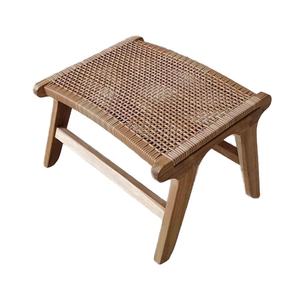 Modern Design Outdoor Garden Furniture PE Synthetic Rattan Wicker with Solid Teak Wood Footstool For Relax Ottoman Lounge <b>Chair</b> - Product Image 6