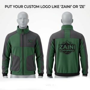 Premium 240gsm Polar Fleece Men's <b>Running</b> <b>Jacket</b> Full Zip Waterproof <b>Reflective</b> Contrast Panel Embossed Logo OEM Wear - Product Image 1