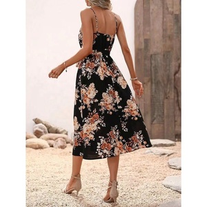 Elegante Vestido Maxi de Algodón Europeo para Mujer, Estilo Urbano, Tejido con Logotipo y Patrón de Puntos, Casual, Verano, Cintura Natural, Ecológico, Transpirable - Product Image 1