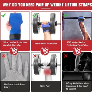 PU Weightlifting Gym Hand Grips Non-Slip Adjustable Wrist <b>Strap</b> Full <b>Finger</b> Gloves Unisex for Pull-Ups Powerlifting Functional - Product Image 3