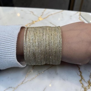 Juego de Brazaletes de Aleación de Zinc Chapados en Oro con Brillantina, Brazaletes Apilables con Cristales y Diamantes de Imitación para Mujer, Joyería Clásica para Regalo - Product Image 2